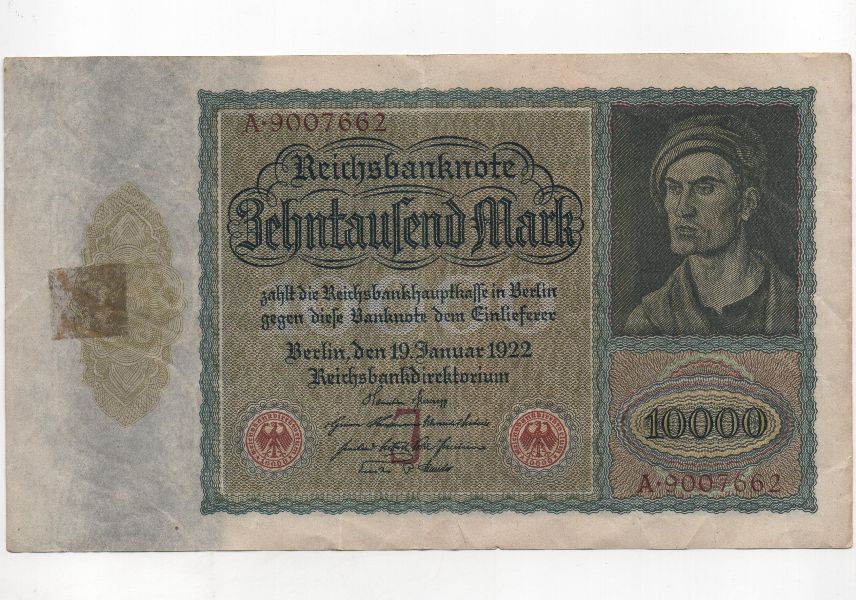 ALEMANIA DEL AÑO 1922 DE 10000 MARCOS